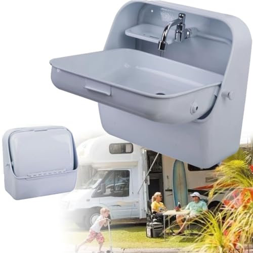 Évier de lavage des mains pliable pour camping-car, évier de bassin pour caravane, évier de cuisine pour camping-car, évier mural pour caravane, évier de bassin anti-éclaboussures,White