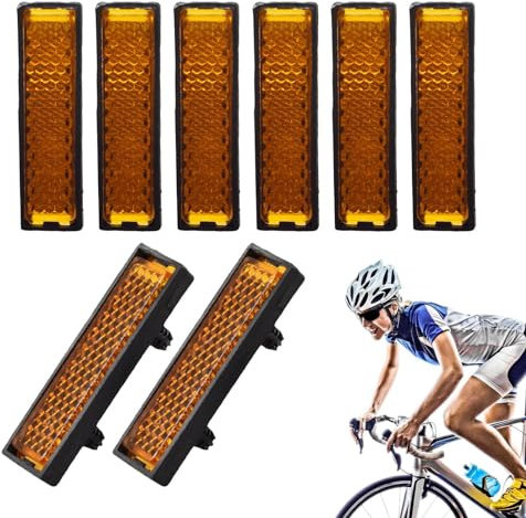 Genérico Reflectores de Pedales de Bicicleta, Reflector de Bicicleta de Montaña, 8 Piezas, Reflectante de Ciclismo Nocturno, Accesorio de Bici