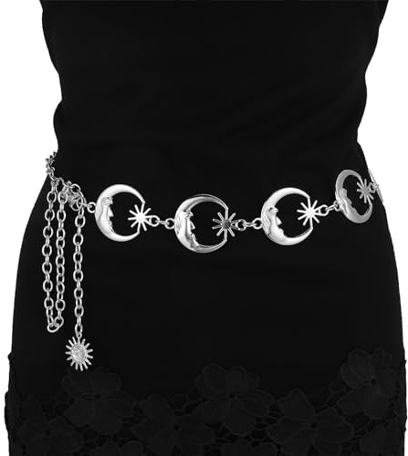 Milakoo Damen Taillengürtel Kettengürtel Y2K Verstellbare Punk Taillenkette Hüftkette Legierung Kette Body Link Outfit für Kleider Jeans