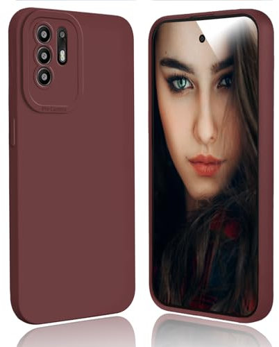DESSEN Cover per Oppo A94 5G - Silicone Custodia Antiurto Protezione Fotocamera Case Sottile e Morbida TPU Bumper Antishock Anti-Impronte, Rosso Vino