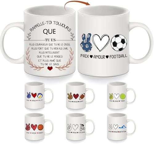 Tu Es Plus Courageux Tasses Mugs Imprimés double face Cadeaux d'inspiration football pour femmes hommes anniversaire cadeaux de noël pour fans de Football Famille Amis Tasse d'inspiration(football)