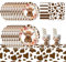 Highland Cow Party Tableware Set – Farm Animal Print Plates,Napkins,Cups & Straws For 10 Guests,Birthday & Baby Shower Supplies,Children's Birthday Party Tableware Cute Cow Theme Table Decor-61Pcs
