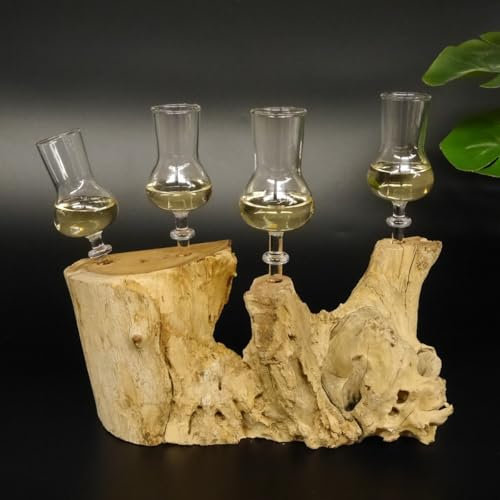 GTK Geweihe & Trophäen Krumholz Schnapsanbieter 4 Gläser mit Stiel auf Wurzel Steckglas Set Schnaps Geschenk Neu 27.60.1.45