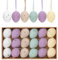 Valery Madelyn 18er Ostereier zum Aufhängen für Osterdeko,4cm Modern künstliche Mini Ostereier für Ostern Deko,Violett Gelbe Ornament für Osterkörbchen Frühlingsdeko,Ostern Geschenke Kinder