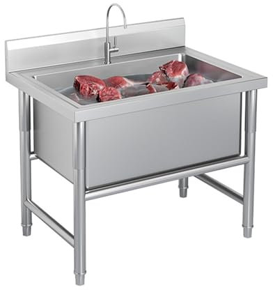 Lavello da Cucina A Una Vasca lavello indipendente in acciaio inox Lavello commerciale Lavandino da Esterno Lavabo di Utilità (Depth: 40cm, 80X70cm)