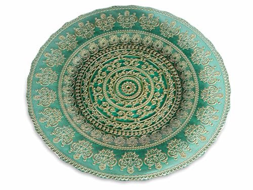 Gruppo Maruccia - Piatti in Vetro Color Verde e Oro -Per Natale, Ricorrenze, Cerimonie - Set da 2 Pezzi