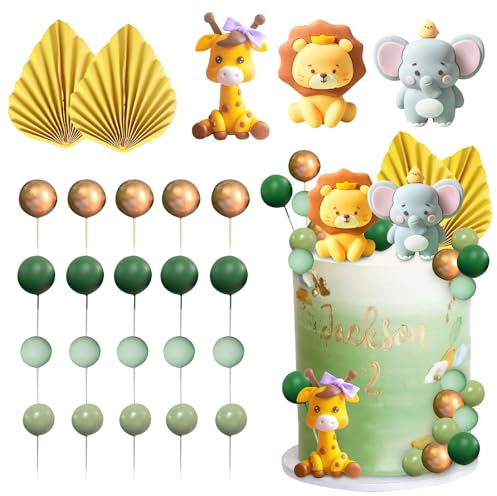 25 Stück Dschungel Tiere Cake Topper, Tiere Geburtstag Tortendeko, Zoo Tortendeko Waldtiere Kuchendeko, Dschungel Ball Cake Topper, Waldtiere Kuchen Deko, für Baby Shower Cake Decoration (C)