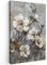 MuchoWow© Leinwandbild Groß 80x120 cm XXL Dekoration Wohnzimmer Bilder Pictures Wall Decoration Living Room Wohnungs Deko Moderne Bild Blumen - Weiß - Grau - Gold - Luxus