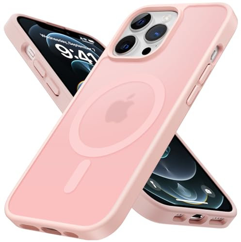 ÁRBOLORO Magnétique Coque pour iPhone 12 Pro Max 6.7 Pouces Compatible avec MagSafe, Étui Translucide Mat Housse Fine Bumper Antichoc Anti Rayure Case iPhone 12 Pro Max 6,7, Rose