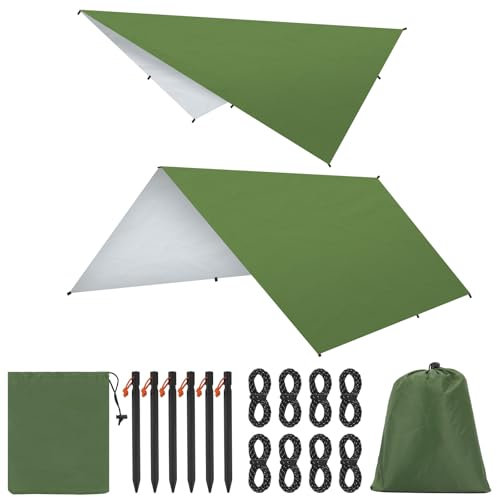 Gaethra Toldo Camper 3X3M Impermeable, Ultraligero y Portátil Toldo Camping, Tienda de Campaña Hamaca Protección UV Anti Desgarro, Lona De Camping Pesca Camping Senderismo