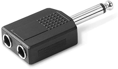 TECHZOCO Adaptador Audio Mono, Splitter 1x 6,3mm Jack Plug a 2X 6,3mm Jack, Duplicador Audio 6.35 mm, Conector Divisor Mono 6,35 mm, Mono, Apto para Auriculares, micrófono, Amplificador