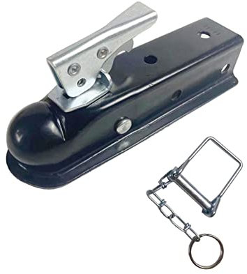 Anhängerkupplung, Trailer 2 x 2 3500lbs Anhängerkuppler Hitch Ball Kopplung gerade Zunge Rv. Teile Camper Caravan Zubehör,Starke Zugkraft(Noir)