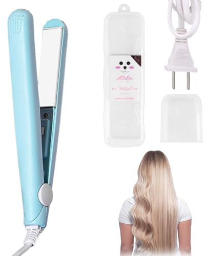 1 pieza Mini Plancha de Pelo 2 en 1 Plancha de pelo Portátil de Calentamiento Rápido Suave y Sedoso Para Todo Tipo de Cabello(Se necesita convertidor de enchufe )