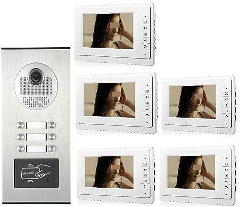 SMTYXS 7 Pollici 2/3/4/5/6 Appartamento/Famiglia Videocitofono Citofono RFID 1000TVL Telecamera Campanello Telecamera for Visione Notturna Acqua(E Kit)