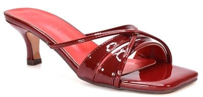 ESSEX GLAM Women's Low Kitten Heel Sandals Ladies Strappy Slip On Mule Open Toe Slide Shoes Size 3-8