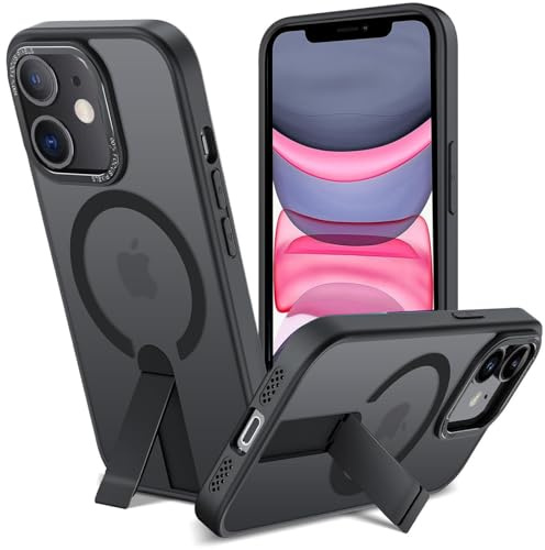 Verco Handyhülle für iPhone 11 Hülle, Kompatibel mit Magsafe Metall Ständer Magnetisch Kameraschutz Stoßfest Schutzhülle Case für iPhone 11, Schwarz