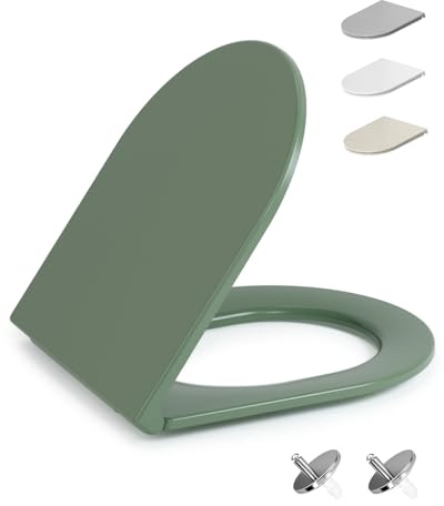 HySail Hochwertiger Toilettendeckel mit Absenkautomatik, Schnellverschluss und Hygienischer Oberfläche – Robust, Umweltfreundlich, Farbbeständig, in Mehreren Farben (Salbeigrün, D-Form Kurz)
