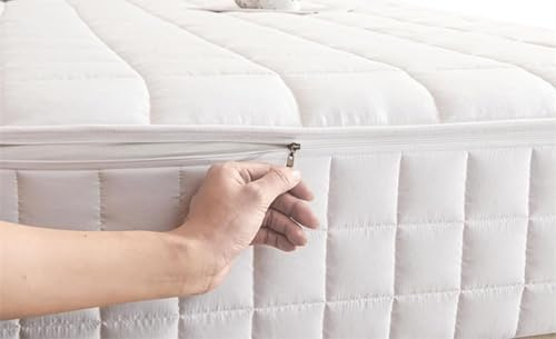 Proteggi Materasso con Cerniera - Trapuntato, Coprimaterasso 80x190/140x200/160x190 cm, Imbottito, Personalizzabile per Singolo, Una Piazza e Mezza e Matrimoniale(Bianco,160x190x20cm)
