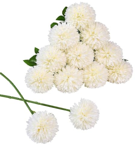 GmwyCzV 12 Stück Hortensien Kunstblumen, 29 cm Weiß Künstliche Hortensien Wie Echt, Single Long Stem Künstliche Blumen, für Blumenarrangements Hochzeiten Party Büro Deko Heimdekorationen