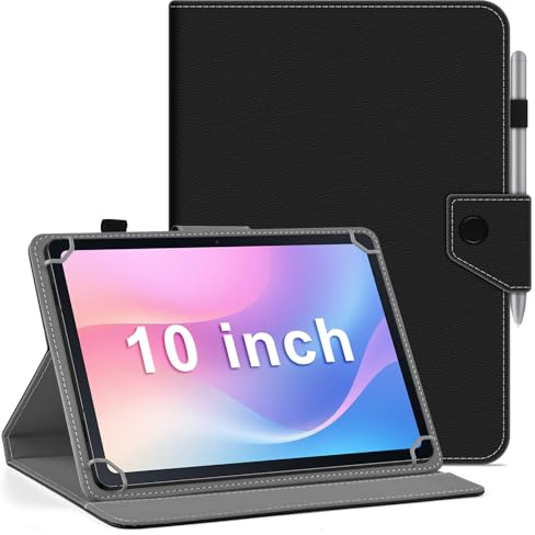 KATUMO Universal Hülle für Alle 10-10,1 Zoll Tablet, Cover Case für BIEGEDY/ZIOVO Z138/Whitedeer/AWOW/UJJ/DEERTiME E15/TABWEE/Byxsb/TiMOVO/MUISOO/Yicty/Ainmel/DOOGEE 10 Tablet (Schwarz)