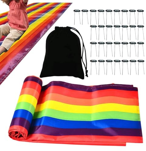 Team Building Laufmatte | Outdoor-Rasenspielzeug,Regenbogen-Rutschbahn | geeignet für Kinder, Jugendliche, Eltern, Kita, Familie, Spieltreffen, Garten, Hof, Park, Rasen, Geburtstag, Camping, Schule