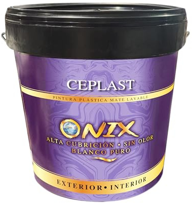 Pintura Blanca ONIX Interior Mate Alta Cobertura | Pintura Plástica Lavable para Paredes y Techos | Blanco Intenso Profesional | Disponible en 0,75L, 4L y 12L (4 Litros)