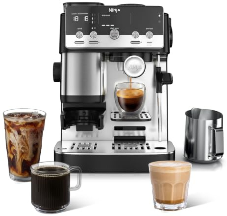 Ninja Luxe Café Mini 2-in-1 Espresso and Filter Coffee Machine with Built in Bean Grinder, Manual Milk Frother ES301UK