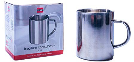 Mato Edelstahlbecher 0,4l Thermobecher Isolierbecher Edelstahl Becher