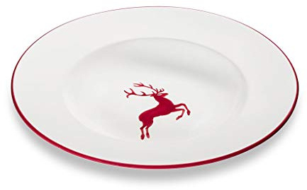GMUNDNER KERAMIK Pastateller Gourmet Durchmesser : 29 cm bordeauxroter Hirsch Geschirr, handgemacht in Österreich