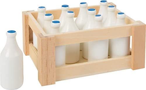 small foot 7062 Milchflaschen aus Holz, in einer nostalgischen Holzkiste zum ausliefern, 13-er Set, ab 3 Jahren