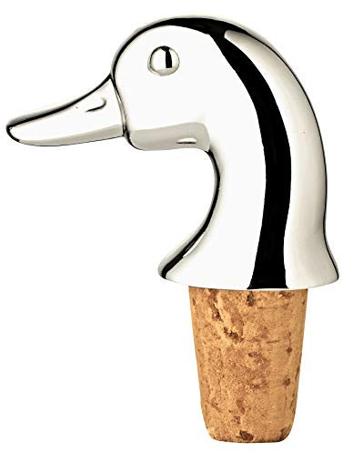 EDZARD Bottle Cork Duck, Silver Plated and Tarnish Protected, Height 3,1 in