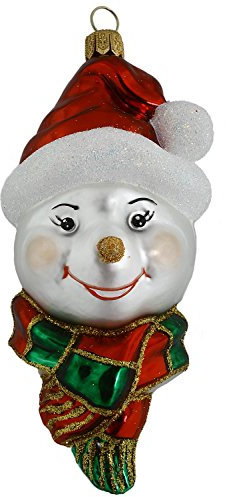 Hamburger Weihnachtskontor Christbaumschmuck - Schneemann-Gesicht mit gestreiftem Schal