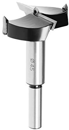 sourcingmap Forstner Forets de 45 mm en carbure de tungstène pour scie-cloche à bois, outil de menuiserie (Noir, Argenté)