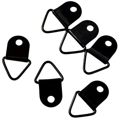 Szaerfa 50pcs Pictures Hangers Metal Triangle D Ring Photo Picture Frame Wall Mount Black Hook