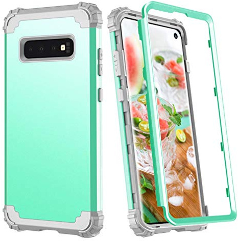 Hülle für Galaxy S10 Plus 3 in 1 PC+TPU 360 Grad Voll Schutz Full Body Bumper Handy-Hülle Case Back Cover für Galaxy S10 (Grün, Galaxy S10 Plus)