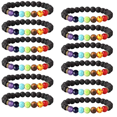 Milacolato 6-12 STÜCKE Lava Stein Armband Chakras Perle Naturstein Armband Öl Diffusor Armbands