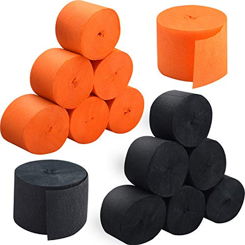 84 Fuß Insgesamt Halloween Krepppapier Luftschlangen Schwarze und Orange Krepppapier Rolle für Halloween Party Dekorationen, 12 Rollen