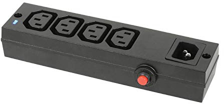 Ex-Pro 4 Way IEC Distribution Block Kettle Lead C13 C14 Extension Splitter Box with Overload Switch + Blue LED