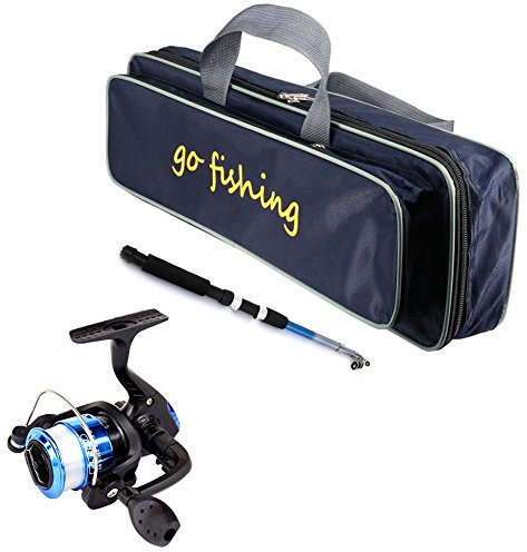 Evenlyao Angelrute Set, Teleskoprute Angelrute Und Angelrolle Combos, Kinder Angelrute Set Mit Köderhaken Angeltasch, Tragbare Retractable Angelrute Tackle Kit