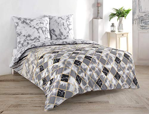 Buymax® Bettwäsche 200x200 100% Baumwolle 3-Teilig Bettbezug - Bettwäsche-Sets 200 x 200cm mit 2 mal Kissenbezüge 80x80cm, ÖKO-TEX Renforcé-Bettdeckenbezug Set mit Reißverschluss