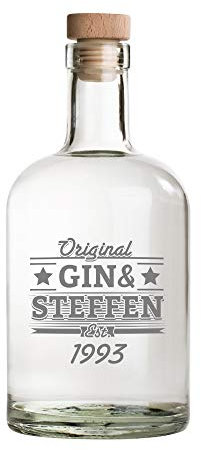AMAVEL Ginflasche aus Glas mit Personalisierter Gravur und Luftdichtem Stopfen, Gin & Name, ca. 700 ml