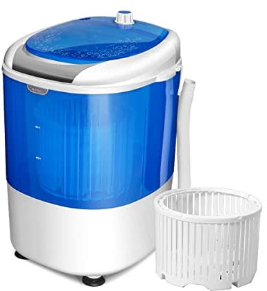 RELAX4LIFE Mini Lavatrice con Centrifuga e Timer, Micro Lavatrice Con Lavaggio Semi-Automatico, Lavatrice da Campeggio con Capacità 2 kg, Lavatrice Portatile per Viaggi e Vacanze, 37 x 35 x 51 cm