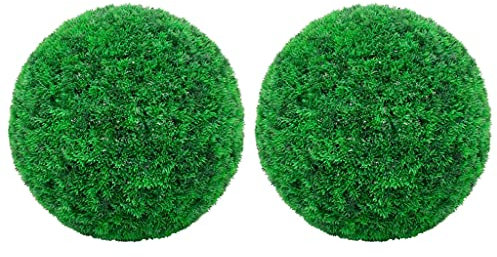 vidaXL 2X Buchsbaumkugel Künstlich Dekopflanze Buchskugel Kunstpflanze Buchsbaumkugeln Kunstbaum Grünpflanze Zimmerpflanze Deko 35cm