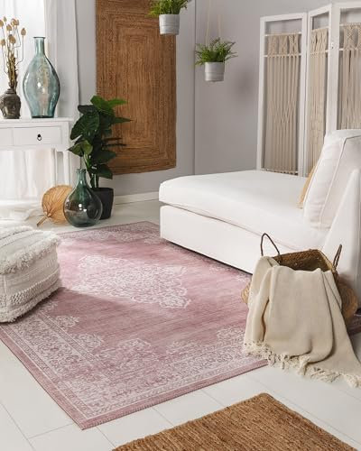 benuta Pop Teppich Laury - Rosa 160x230 cm - Kunstfaser - Rechteckig & im Style: Vintage - Pflegeleicht für Wohnzimmer Schlafzimmer