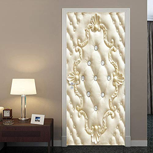 YQLKD Décoration Porte Murale Autocollant De Porte De Rouleau Souple d'or De Style Européen 3D PVC Auto-Adhésif