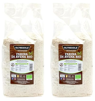 Oltresole, Farina Biologica Italiana di Avena 1 Kg, Farina Integrale Macinata a Pietra, Cereale Integrale da Agricoltura Bio Italiana, Ricca di Proteine, Senza Aromi Artificiali