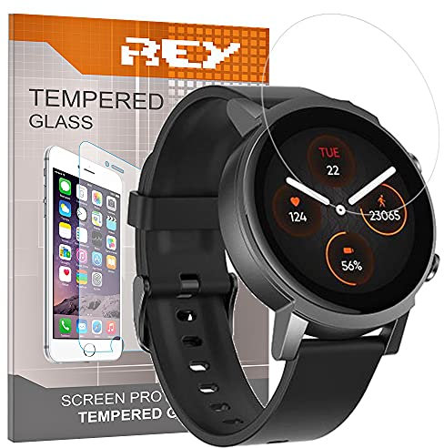 REY 3X Protector de Pantalla para MOBVOI TICWATCH E3, Cristal Vidrio Templado Premium