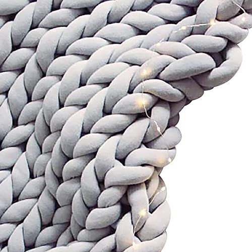 XZSBDXHH Chunky Knit Throw Blanket, Super Warm Soft Weighted Yarn Cable Knitted Blankets and Throws Giant Cozy Thick Crochet Blankets Large for Sofa Bed Couch Home Decor (A 60x60cm)