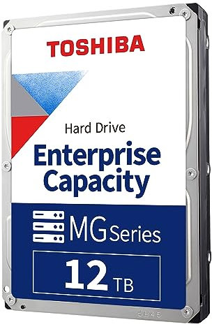 Toshiba 12 TB Enterprise interne Festplatte – MG Series 3,5 Zoll SATA HDD Mainstream-Server und Speicher, 24/7 zuverlässiger Betrieb, Hyperscale und Cloud-Speicher (MG08ACA16TE) (erneuert)