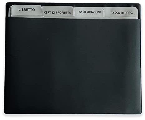 PUBBLIMANIA PORTADOCUMENTI AUTO CON SCOMPARTI in Tam con 4 schede a bustina estraibili singolarmente (Nero)